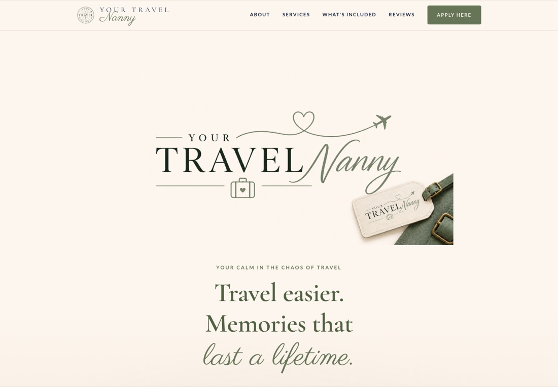 The Your Travel Nanny homepage